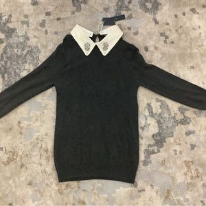 ZARA NWT sweater with gemmed collar